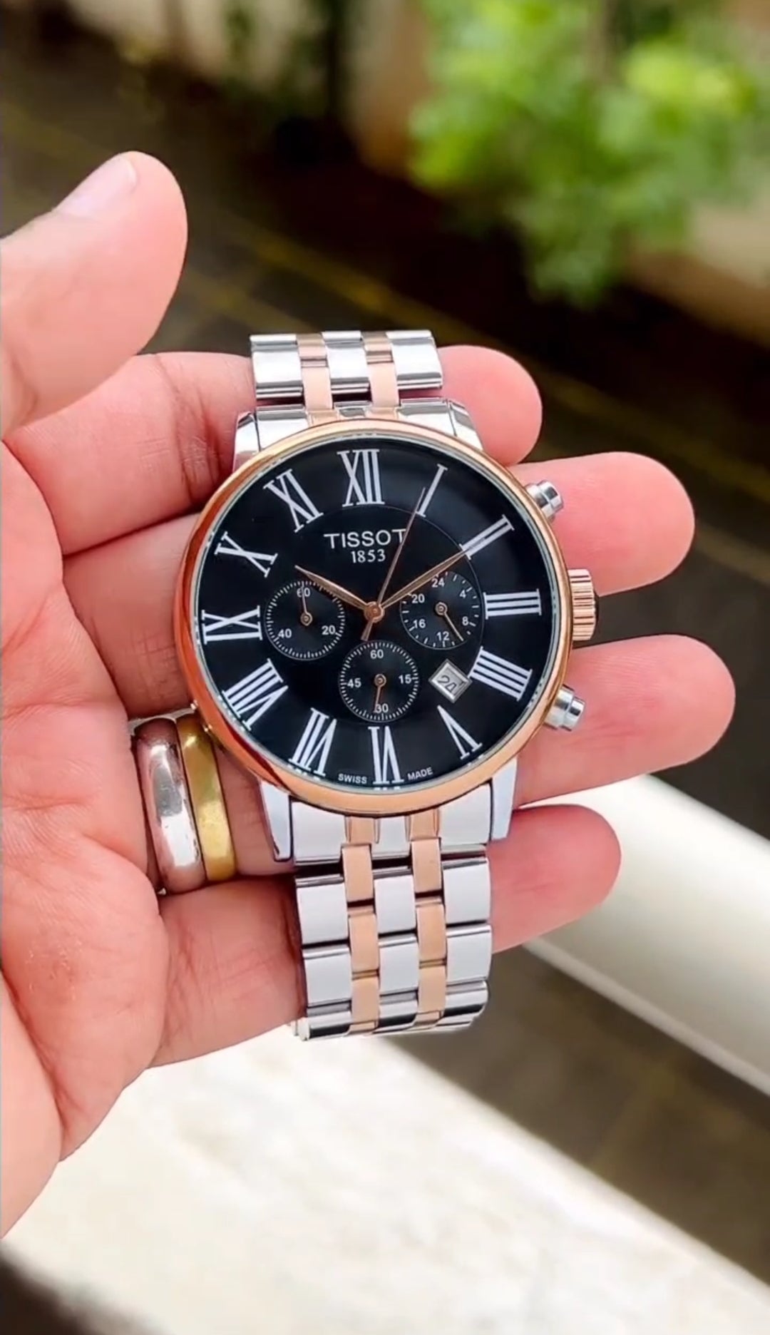 WG Tissot premium chain watch silver Rose Gold